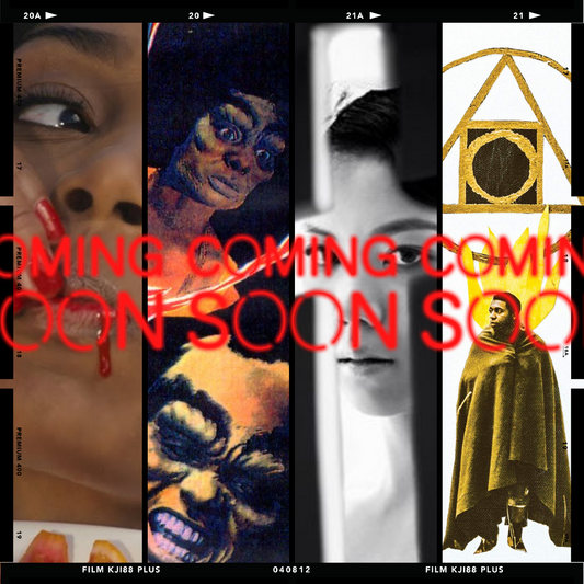 Image with 4 pictures of horror films featuring actors of color with red text that repeats COMING SOON over the image.